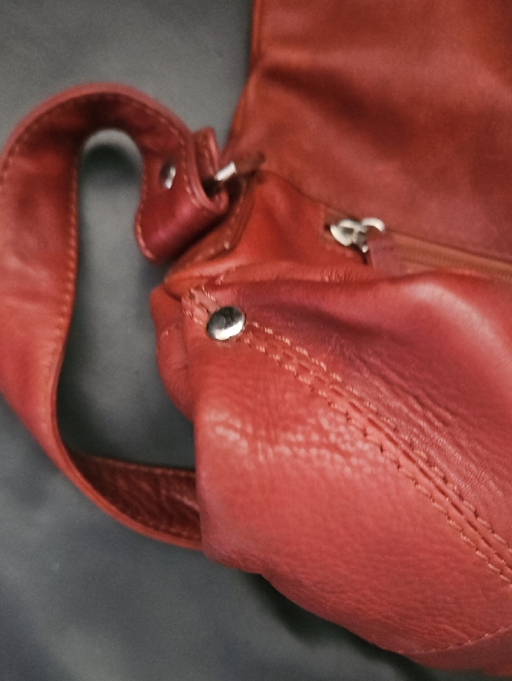 Vera Pelle  Rust 100% Leather  Italian Designer Purse Crossbody Shoulder Bag - Picture 13 of 13